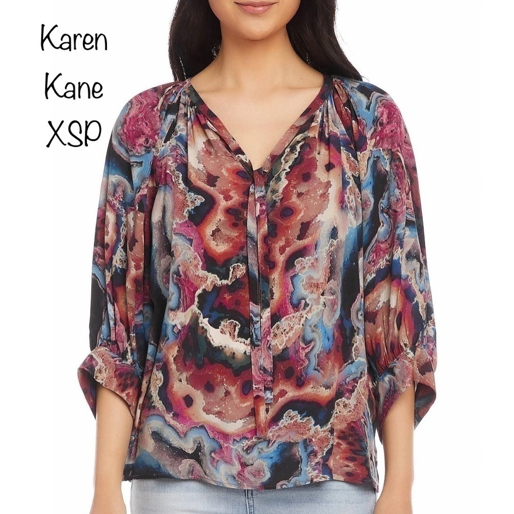 𝅺🌷KAREN Kane🌷 Watercolor Print Pullover Blouse Size XSP NEW w/o tags